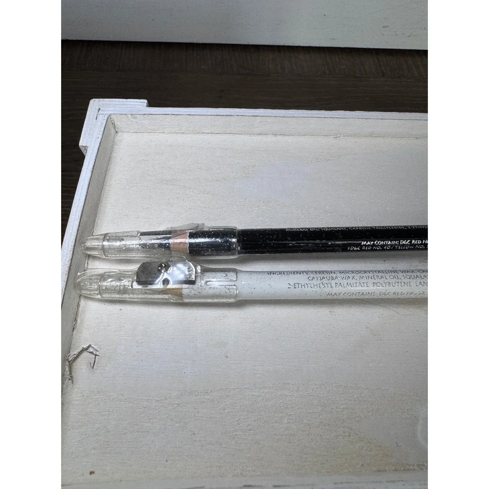 KleanColor Lip/Eye Liner Pencil Set Black Glitter White Glitter Sharpener Cap